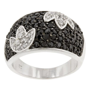 Black and White Tulip Ring - Jewelry Xoxo