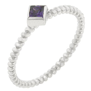 Twisted Petite Amethyst Solitaire Ring - Jewelry Xoxo