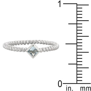 Twisted Petite Blue Topaz Solitaire Ring - Jewelry Xoxo