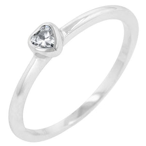 Clear Heart Solitaire Ring - Jewelry Xoxo