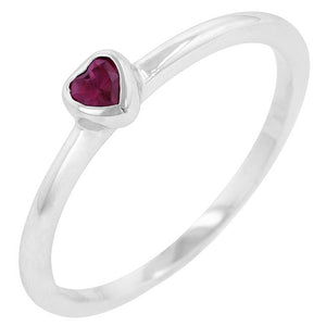 Ruby Red Heart Solitaire Ring - Jewelry Xoxo