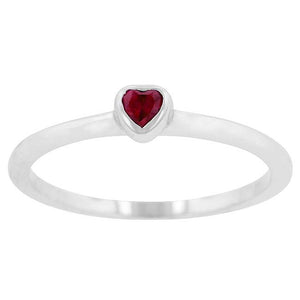 Ruby Red Heart Solitaire Ring - Jewelry Xoxo