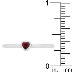 Ruby Red Heart Solitaire Ring - Jewelry Xoxo