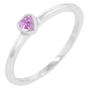 Mini Pink Heart Solitaire Ring - Jewelry Xoxo