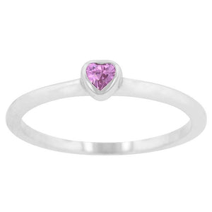 Mini Pink Heart Solitaire Ring - Jewelry Xoxo