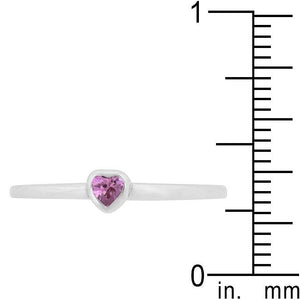 Mini Pink Heart Solitaire Ring - Jewelry Xoxo