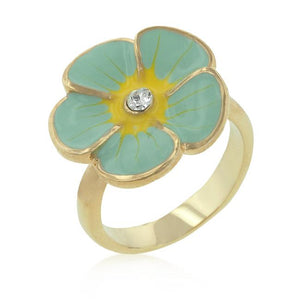 Light Blue Enamel Floral Ring - Jewelry Xoxo