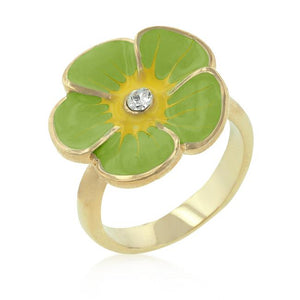 Light Green Enamel Floral Ring - Jewelry Xoxo