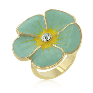 Light Blue Enamel Large Floral Ring - Jewelry Xoxo