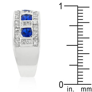 Blue and Clear Encrusted Rhodium Plated Ring - Jewelry Xoxo