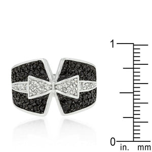 Jet Black and Clear Cubic Zirconia Bow Tie Ring - Jewelry Xoxo