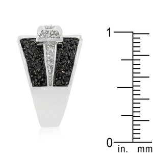 Jet Black and Clear Cubic Zirconia Bow Tie Ring - Jewelry Xoxo