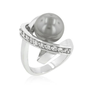 Rhodium Plated Knotted Simulated Pearl Ring - Jewelry Xoxo