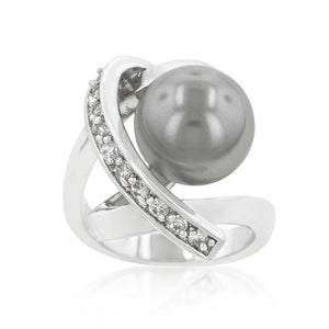 Rhodium Plated Knotted Simulated Pearl Ring - Jewelry Xoxo