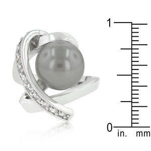 Rhodium Plated Knotted Simulated Pearl Ring - Jewelry Xoxo