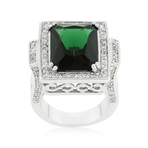 Emerald Green Classic Cocktail Ring - Jewelry Xoxo