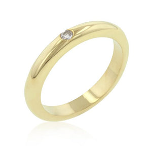Solitaire Cubic Zirconia Golden Wedding Band - Jewelry Xoxo