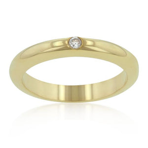 Solitaire Cubic Zirconia Golden Wedding Band - Jewelry Xoxo