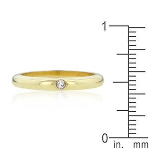 Solitaire Cubic Zirconia Golden Wedding Band - Jewelry Xoxo