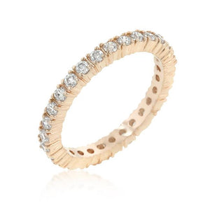 Rose Gold Finish Cubic Zirconia Eternity Band - Jewelry Xoxo