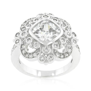 Elegant Clear Cubic Zirconia Crest Ring - Jewelry Xoxo