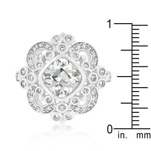 Elegant Clear Cubic Zirconia Crest Ring - Jewelry Xoxo