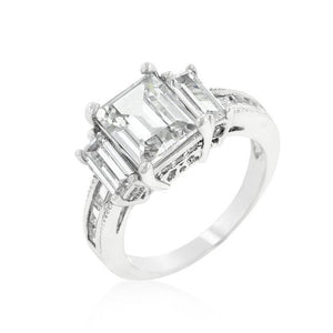 Emerald Cut Triplet Engagement Ring - Jewelry Xoxo