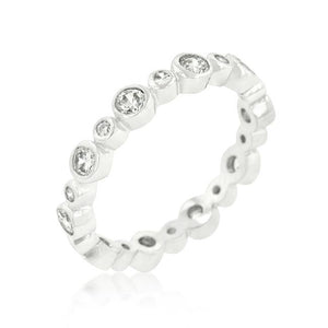 Alternating Bezel Linked Cubic Zirconia Eternity Band - Jewelry Xoxo