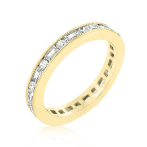 Alternating Cubic Zirconia Eternity Band in Goldtone Finish - Jewelry Xoxo