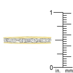 Alternating Cubic Zirconia Eternity Band in Goldtone Finish - Jewelry Xoxo