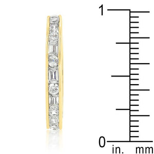 Alternating Cubic Zirconia Eternity Band in Goldtone Finish - Jewelry Xoxo