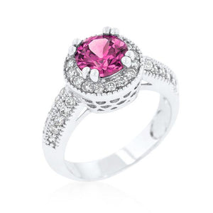 Fuchsia Halo Engagement Ring - Jewelry Xoxo