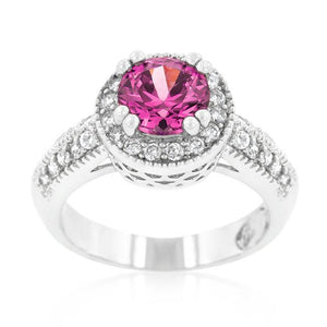 Fuchsia Halo Engagement Ring - Jewelry Xoxo