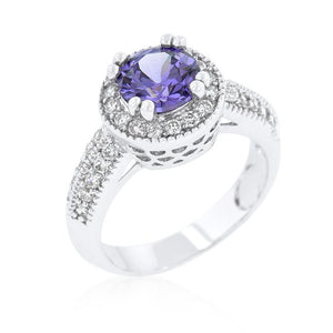 Dark Purple Halo Engagement Ring - Jewelry Xoxo