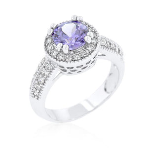 Lavender Halo Engagement Ring - Jewelry Xoxo