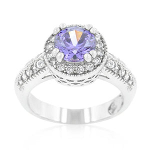 Lavender Halo Engagement Ring - Jewelry Xoxo