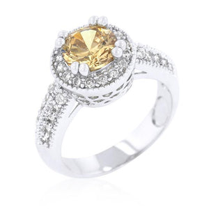 Champagne Halo Engagement Ring - Jewelry Xoxo