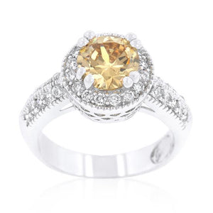 Champagne Halo Engagement Ring - Jewelry Xoxo