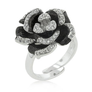 Two-tone Finish Floral Ring with Textured Pedals - Jewelry Xoxo