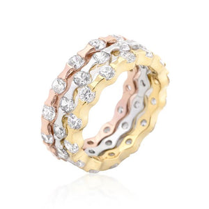 Tri-tone Stackable Rings - Jewelry Xoxo