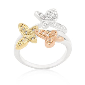 Triple Butterfly Cubic Zirconia Ring - Jewelry Xoxo