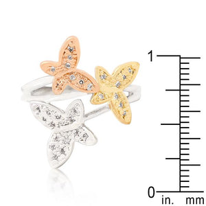 Triple Butterfly Cubic Zirconia Ring - Jewelry Xoxo