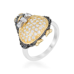 Jet Black Cubic Zirconia Penguin Ring - Jewelry Xoxo