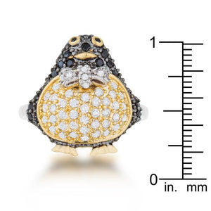 Jet Black Cubic Zirconia Penguin Ring - Jewelry Xoxo