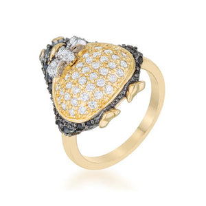 Jet Black Cubic Zirconia Penguin Fashion Ring - Jewelry Xoxo