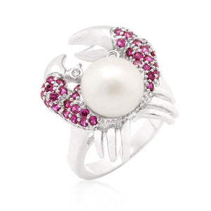 Pearl Crab Cubic Zirconia Ring - Jewelry Xoxo