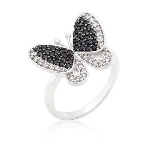 Black and White Cubic Zirconia Butterfly Ring - Jewelry Xoxo