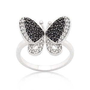 Black and White Cubic Zirconia Butterfly Ring - Jewelry Xoxo