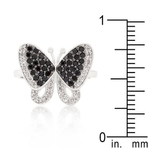 Black and White Cubic Zirconia Butterfly Ring - Jewelry Xoxo