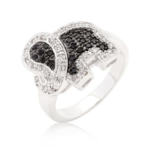Black and White Cubic Zirconia Elephant Ring - Jewelry Xoxo
